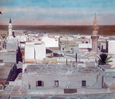モロッコ北部、フェズの街並み、画像は1910年頃。カール・サイモン・アーカイブ 作： Carl Simon