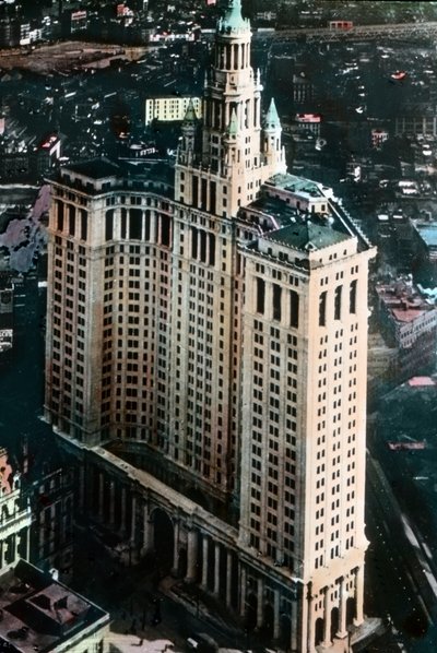 アメリカ合衆国、ニューヨーク、マンハッタン市庁舎、1907-1914年建造、画像は1920年頃。カール・サイモン・アーカイブ 作： Carl Simon