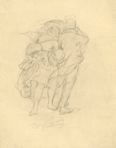 嵐と雨の中、19世紀中ごろ、c1924。 作： Carl Spitzweg