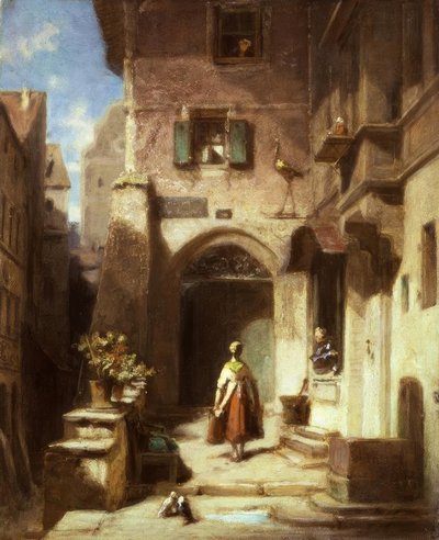 コウノトリ薬局で 作： Carl Spitzweg