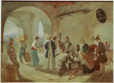 税関で 作： Carl Spitzweg