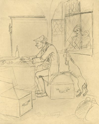 19世紀半ば後半のミザー、c1924。 作： Carl Spitzweg