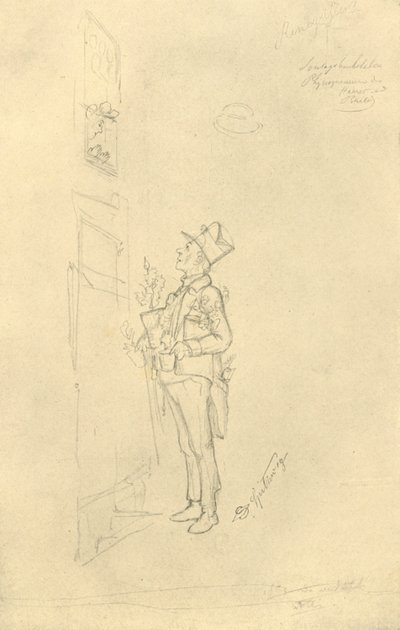 Der Gratulant、19世紀中期後半、c1924。 作： Carl Spitzweg