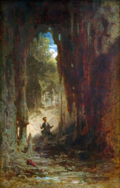 洞窟の中の鉱物学者 作： Carl Spitzweg