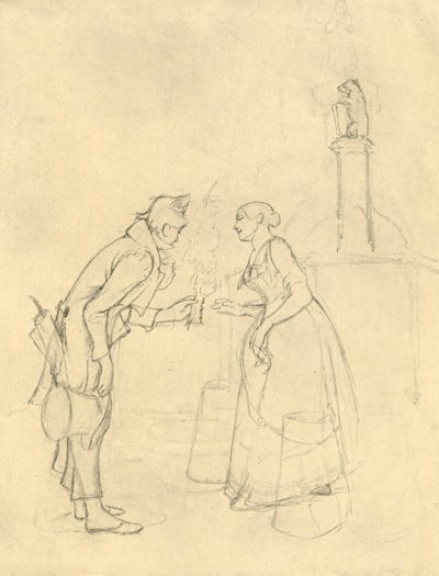 恥ずかしがり屋の自由、19世紀半ば後半、c1924。 作： Carl Spitzweg