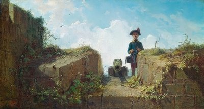 編み物の前哨。 1860年頃 作： Carl Spitzweg