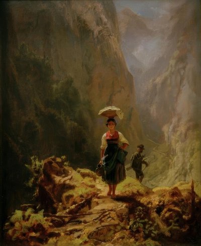 山のDirndlsとハンター 作： Carl Spitzweg