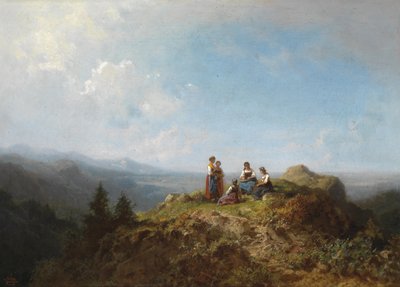 山の牧草地のDirndls 作： Carl Spitzweg