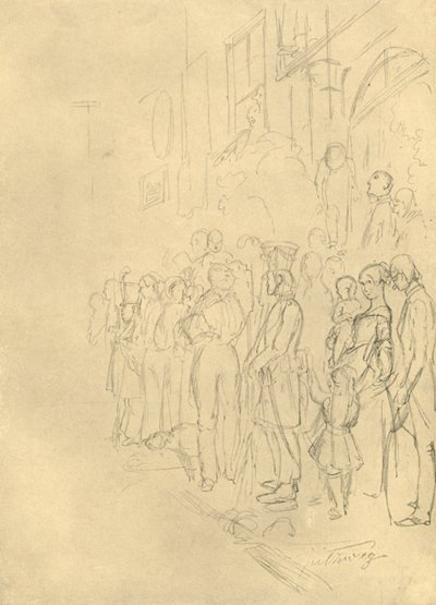 19世紀半ば後半、1924年の行列を待っています。 作： Carl Spitzweg