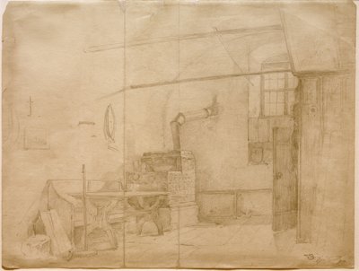 農家のパーラーにあるタイル張りのストーブ 作： Carl Spitzweg