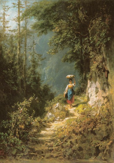 頭の負荷を持つ少女 作： Carl Spitzweg