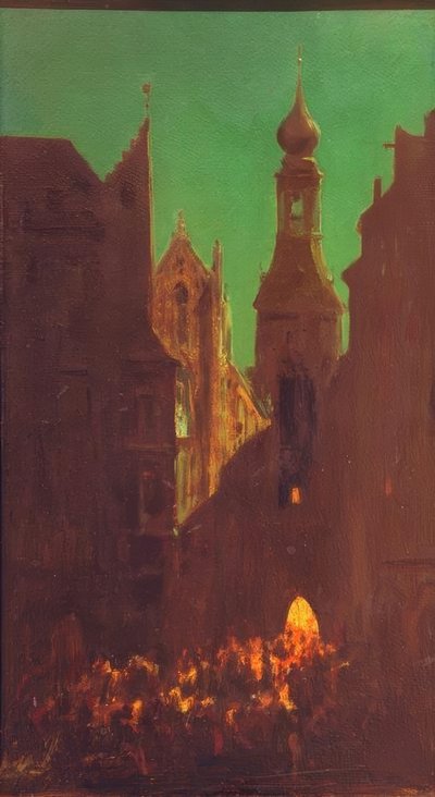 ミュンヘンのマリエン広場 作： Carl Spitzweg