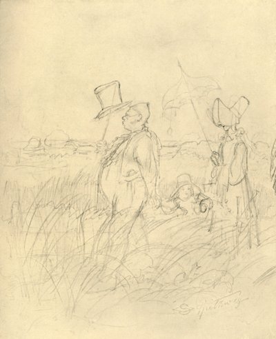 19世紀半ばから後半の日曜日の散歩、c1924。 作： Carl Spitzweg