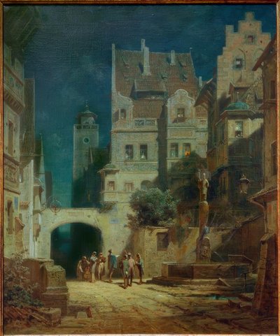 月明かりの下で穏やかな 作： Carl Spitzweg