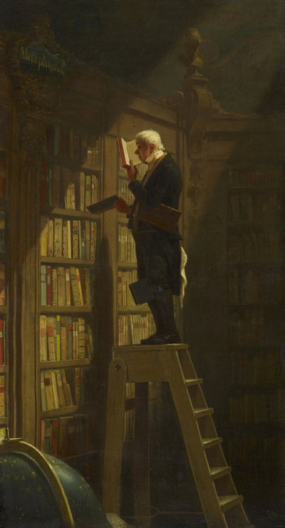 本の虫、c。 1850 作： Carl Spitzweg