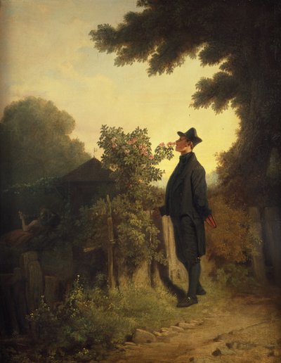 薔薇の恋人 1847-50年頃 油彩・カンヴァス 作： Carl Spitzweg