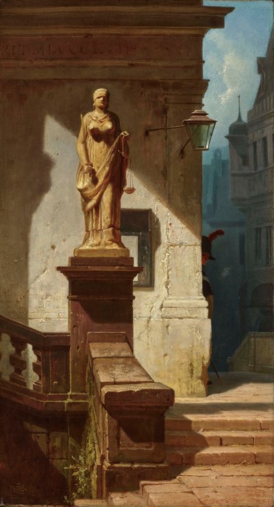 法律の目 Justitia、1857 年。 作： Carl Spitzweg