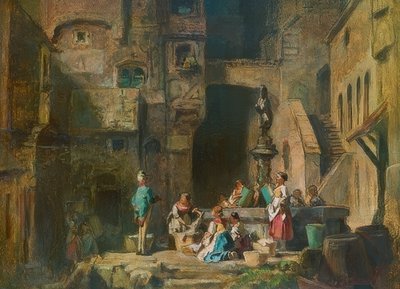 噴水でのLaundresses。 1882年頃 作： Carl Spitzweg