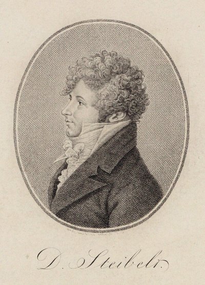 ピアニスト兼作曲家ダニエル・シュタイベルトの肖像 1765-1823、1809。 作： Carl Traugott Riedel