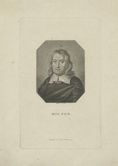 詩人ジョン・ミルトンの肖像1608-1674、1818-1821年。 作： Carl Traugott Riedel