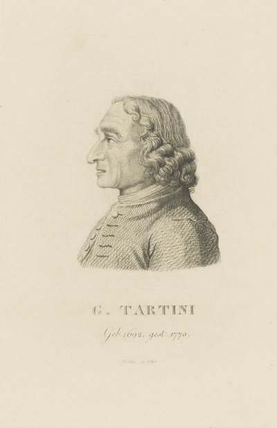 ヴァイオリン奏者で作曲家のジュゼッペ・タルティーニの肖像 1692-1770 , 1815. 作： Carl Traugott Riedel
