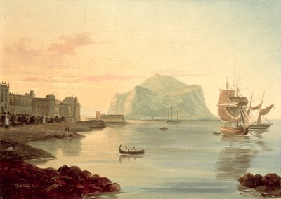 ペレグリノ山のあるパレルモ港、1831年 作： Carl Wilhelm Goetzloff