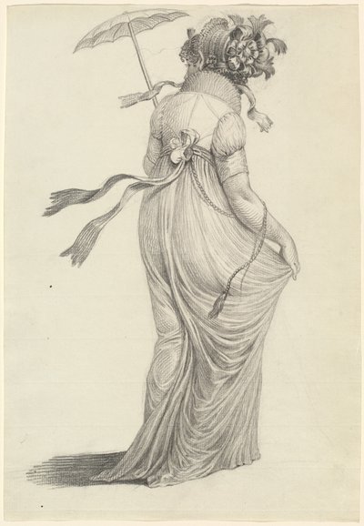 後ろから見たファッショナブルな若い女性 作： Carl Wilhelm Kolbe