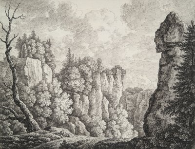 仙人のいる岩場の風景 作： Carl Wilhelm Kolbe the elder