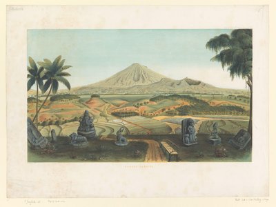 Java での火山サミング Gunong Sumbing (オブジェクトのタイトル) Atlas to work Java (オブジェクトに関するシリーズ タイトル) Java という作品に属する 11 の絵のように美しい景色を含むプレートのアトラス、その外観、植生、および内部構造 (シリーズ タイトル 作： Carl Wilhelm Mieling (possibly)