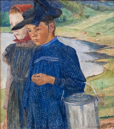 路上の二人の少女 作： Carl Wilhelm Wilhelmson