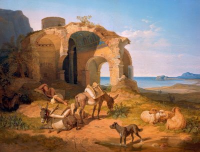 ビザンチン教会の廃墟のある風景 作： Carl Wilhelm von Heideck