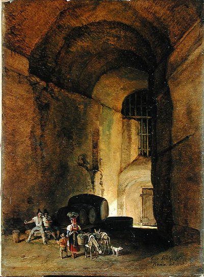 オステリア、1830（1836？）（キャンバスに紙に油彩） 作： Carl Wilhelm von Heidick