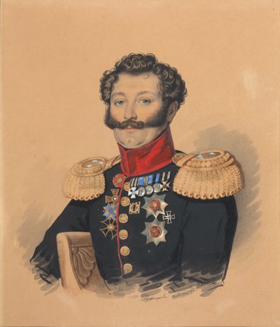 1832年後のステファン王子アレクサンドロヴィッチキルコフ1785-1854の肖像。 作： Carl von Hampeln