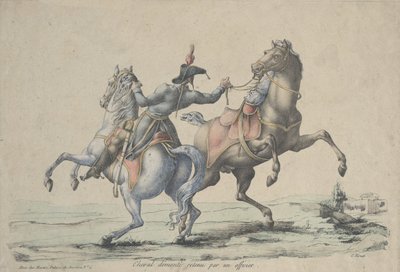将校に手綱を引かれた下馬した馬、1770～1836年。 作： Carle Vernet
