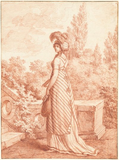公園に立つおしゃれな女性 作： Carle Vernet