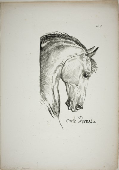 ノルマン王室の衛兵、No.3、馬の頭部のディテール（3倍に拡大 作： Carle Vernet
