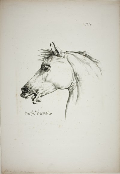 ノルマン王室の衛兵、No.4、馬の頭部のディテール（3倍サイズに拡大 作： Carle Vernet