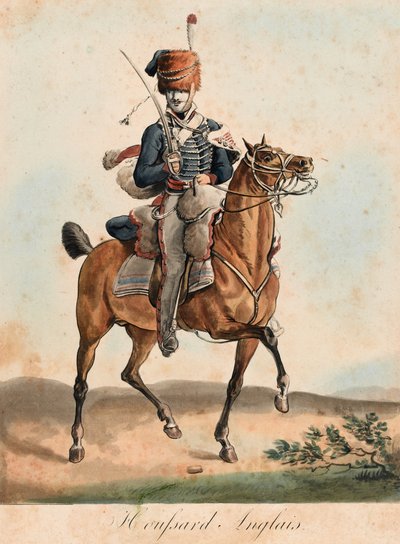イングリッシュ・ヒューザール 1815年頃 （アクアチント、カラー 作： Carle Vernet
