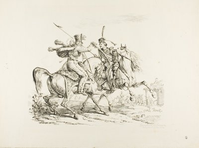 サーベルでコサックを倒すユサード 作： Carle Vernet