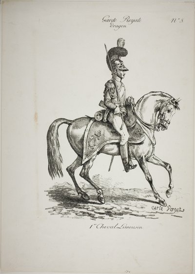 ロイヤル ガード、ノーマン騎馬竜騎兵、No. 5、リモージュの最初の馬 作： Carle Vernet