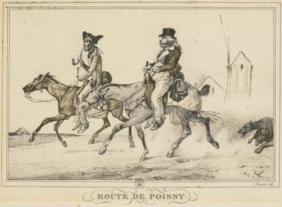 日常生活のシーン、道路と小道：ポワシーへの道...、1816年。 作： Carle Vernet