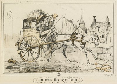 日常生活の風景、道路と小道：サンクルーへの道...、1816年。 作： Carle Vernet