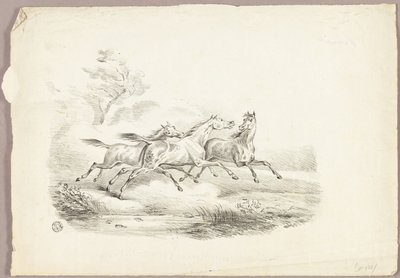 走る3頭の馬 作： Carle Vernet