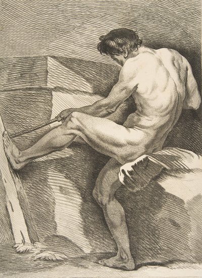 アカデミー：コードを引っ張る男、1742-43。 作： Carle van Loo
