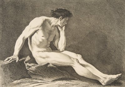 アカデミー：座っている男、1742-43。 作： Carle van Loo