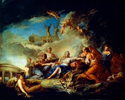 ディアナスは狩りに残り、17世紀。 作： Carle van Loo