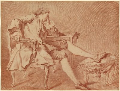 椅子でくつろぐ紳士 作： Carle van Loo