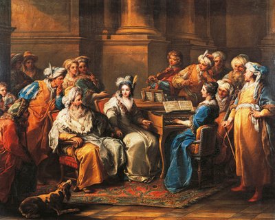 愛人にコンサートをするグランド・ターク、カルル・ヴァン・ロー（1705-1765）作、油彩・キャンバス、72.5×91cm、フランス 作： Carle van Loo