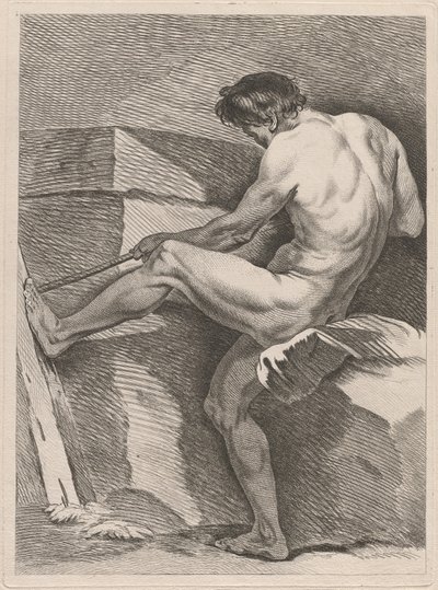 ロープを引っ張る男、足を引き締める 作： Carle van Loo