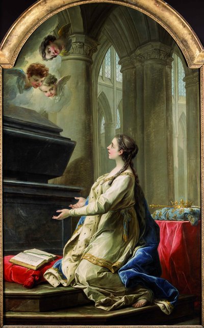 1753年、サンマルタンの墓で祈るサンクロティルデ。 作： Carle van Loo